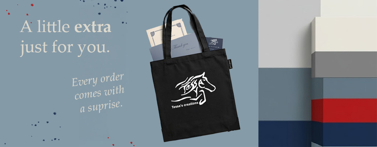 Mockup van drukwerk voor Tessa's Creations